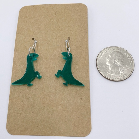 Acrylic Translucent Dinosaur Dangle Earrings - Picture 3 of 4